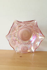 Pink Carnival Cut Glass Bowl
