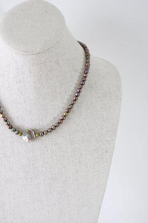 Multi-Color Genuine Pearl Abalone Pendant Necklace