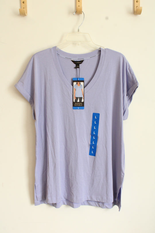NEW Banana Republic Light Purple Cuffed Sleeve T-shirt  | L