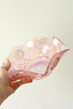 Pink Carnival Cut Glass Bowl
