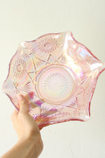 Pink Carnival Cut Glass Bowl