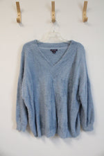 Roman's Soft Fuzzy Blue V-Neck Sweater | 22/24 (1X)