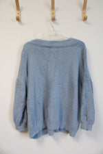 Roman's Soft Fuzzy Blue V-Neck Sweater | 22/24 (1X)