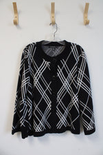 Designers Original Black & White Patterned Button Down Cardigan | XL