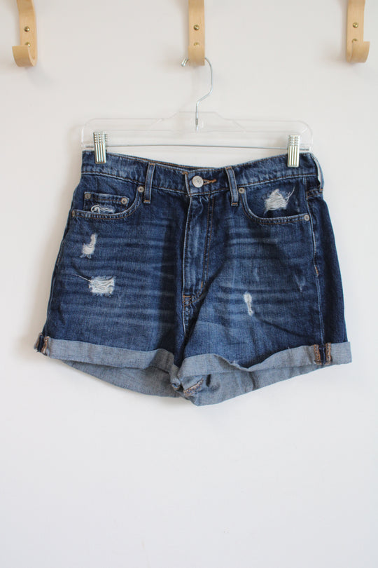 Aeropostale Distressed High Rise Curvy Mom Short | 8