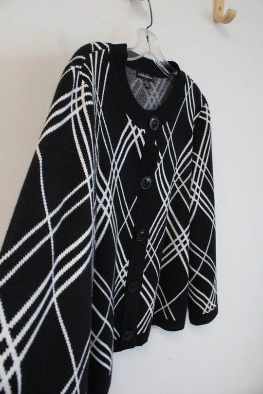 Designers Original Black & White Patterned Button Down Cardigan | XL