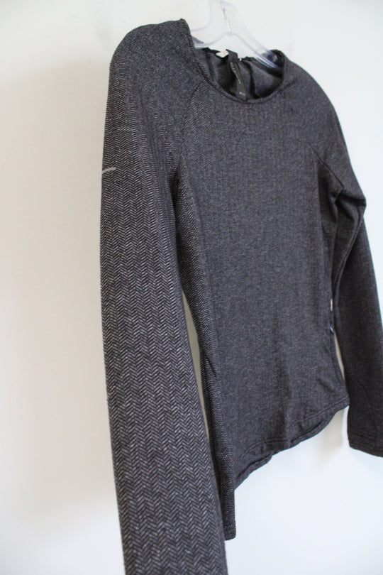 Mondetta Gray Balck Fleece Lined Fitted Athletic Top | XS