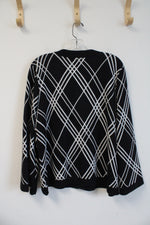 Designers Original Black & White Patterned Button Down Cardigan | XL