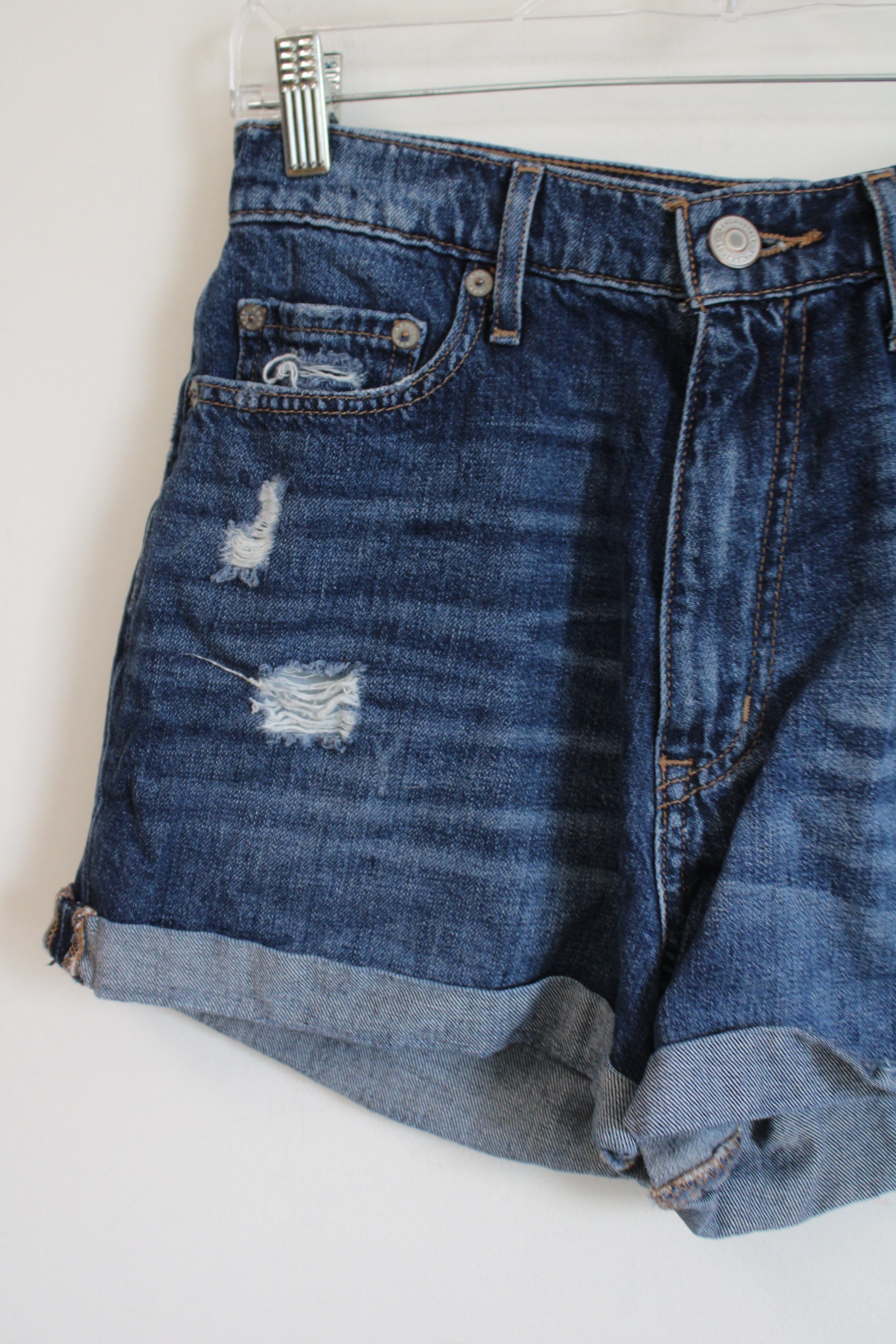 Aeropostale Distressed High Rise Curvy Mom Short | 8