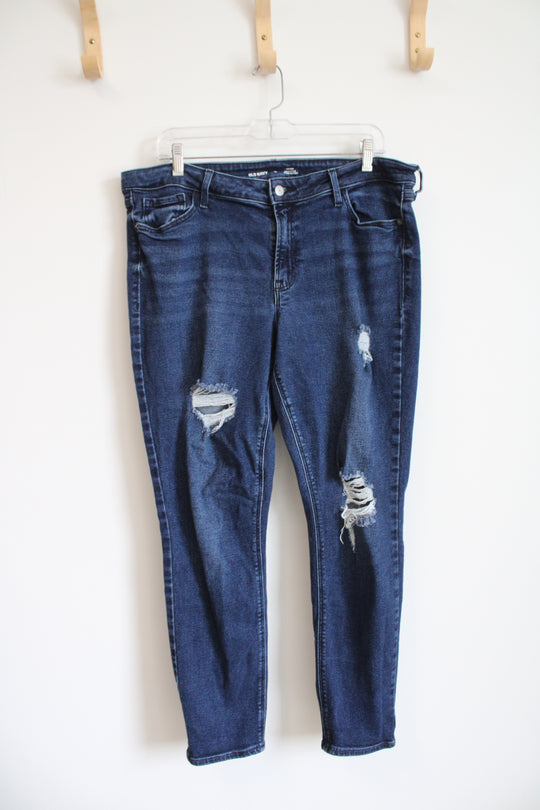 Old Navy Mid Rise Rockstar Super Skinny Distressed Jeans | 16
