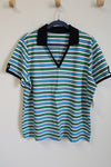 NEW Preswick & Moore Blue Green Striped Polo Shirt | 1X