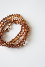 Genuine Brown Pearl Stretch Bracelet Stack