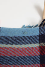 Vintage Troy Robe Blue Red & Yellow Plaid Wool Fringe Blanket