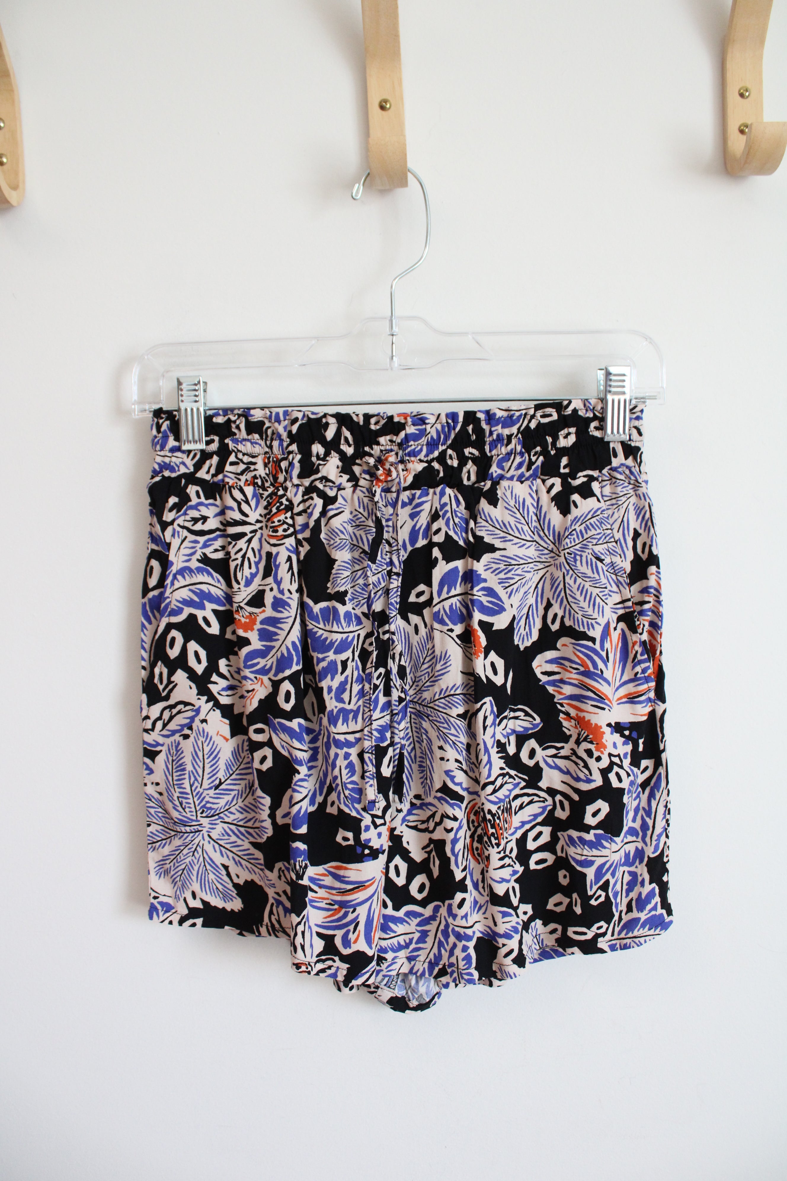 NEW Garage Black Blue & Orange Tropical Patterned Shorts | XS