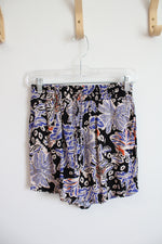 NEW Garage Black Blue & Orange Tropical Patterned Shorts | XS