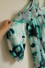 NEW Hot in Hollywood Teal Blue and White Cold Shoulder Ruffle Top | XL