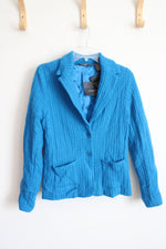 NEW Liz Claiborne Blue Cable Knit Wool Blazer | S Petite