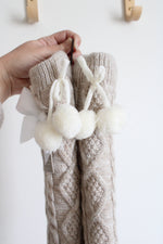 NEW Ugg Pom Pom Tan Fleece Lined Cozy Socks
