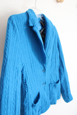 NEW Liz Claiborne Blue Cable Knit Wool Blazer | S Petite