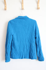 NEW Liz Claiborne Blue Cable Knit Wool Blazer | S Petite