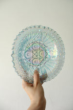Blue Cut Carnival Glass Bowl