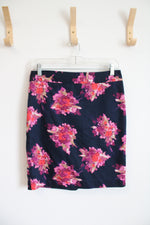 LOFT Purple & Pink Floral Navy Skirt | 4