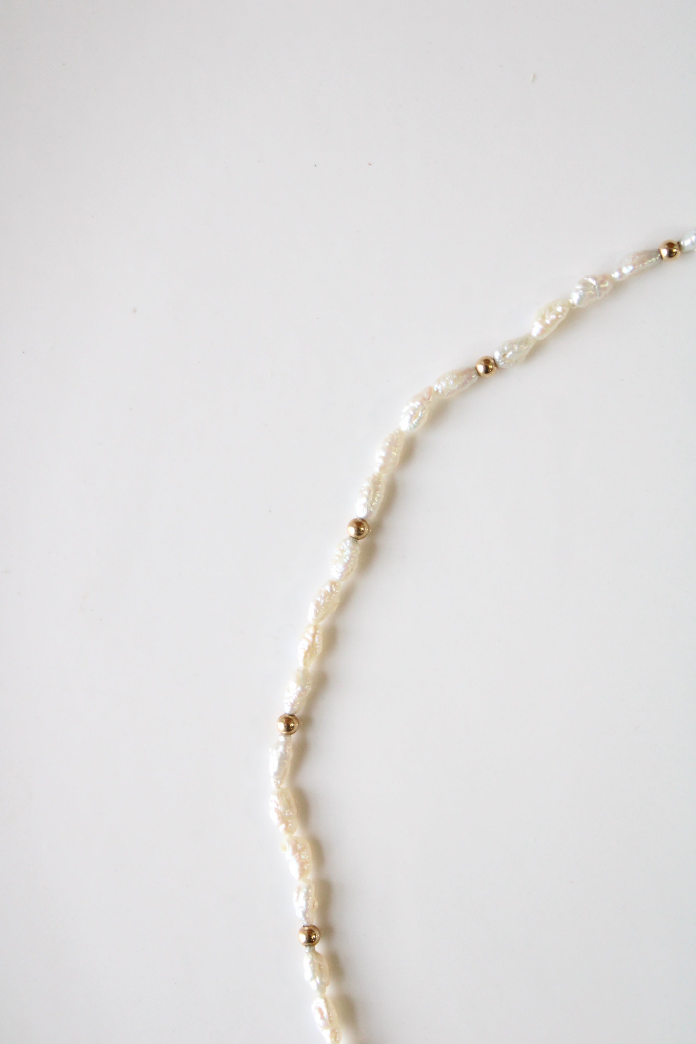 Baroque Genuine Pearl Beaded 14K Gold Clasp Necklace