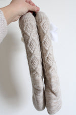 NEW Ugg Pom Pom Tan Fleece Lined Cozy Socks