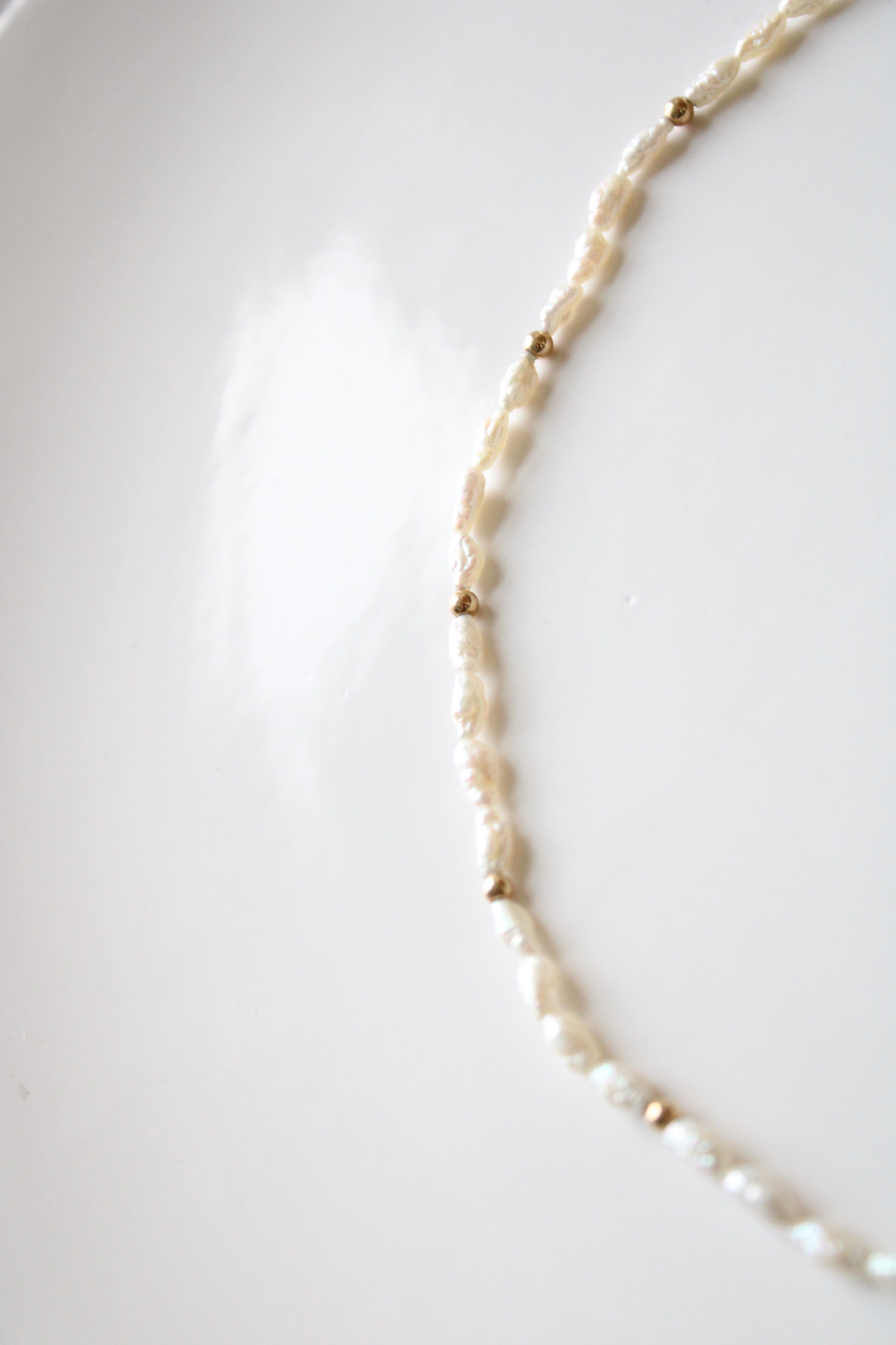 Baroque Genuine Pearl Beaded 14K Gold Clasp Necklace