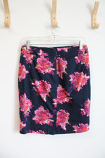 LOFT Purple & Pink Floral Navy Skirt | 4