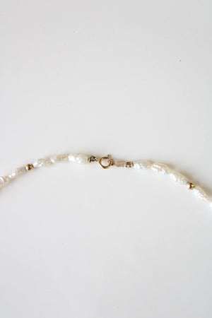 Baroque Genuine Pearl Beaded 14K Gold Clasp Necklace