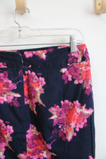 LOFT Purple & Pink Floral Navy Skirt | 4