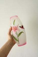 Crackle Glass Hummingbird & Lilly Vase