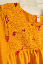 NEW Old Navy Yellow Ruffle Sleeve Top with Pink Flowers | XL