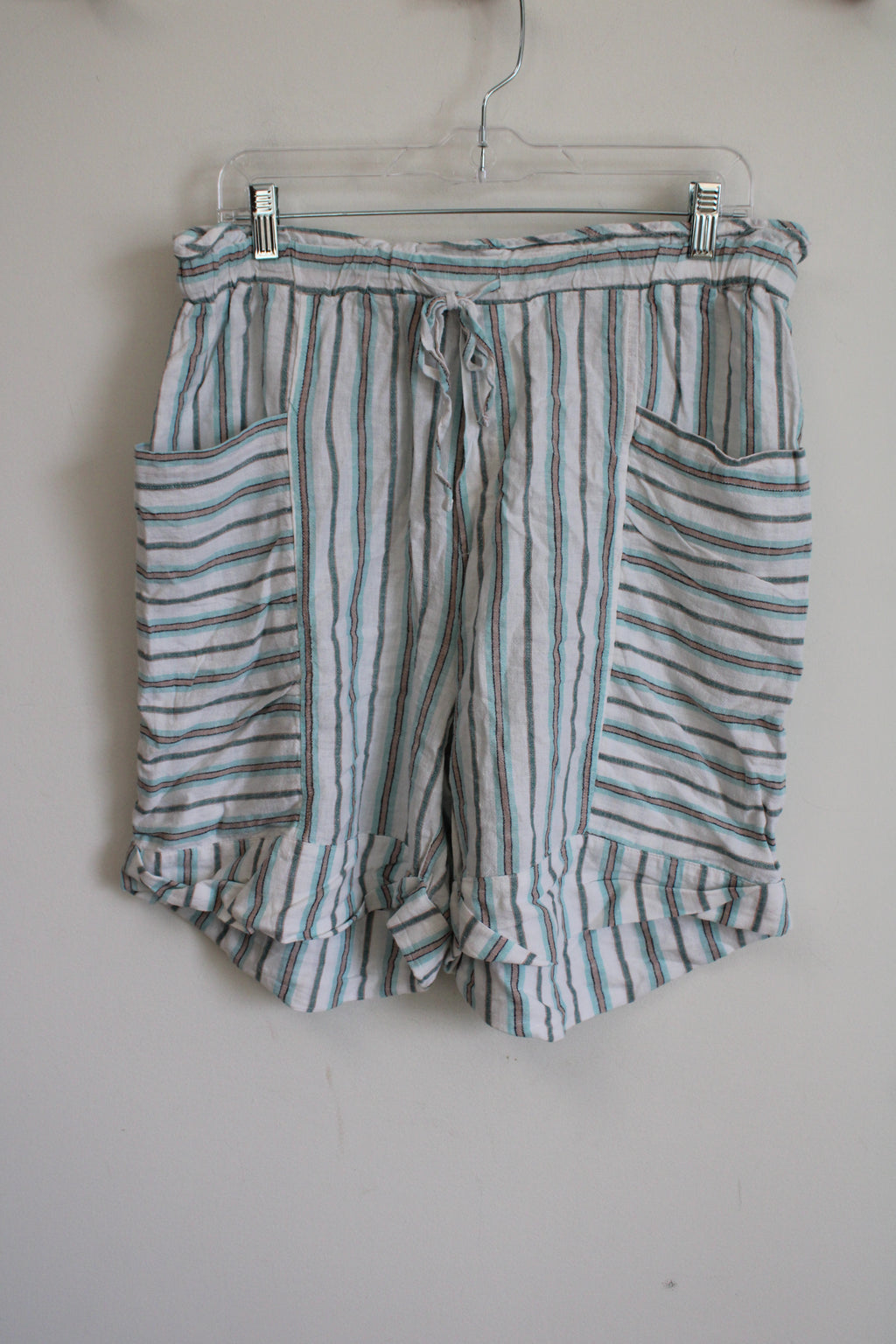 NEW Zac & Rachel Blue White Striped Linen Blend Shorts | L