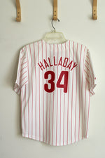 Majestic Philadelphia Phillies Roy Halladay MLB White Pinstripe Replica Jersey | S
