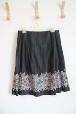 LOFT Black & White Dotted Lace Patterned Skirt | 6