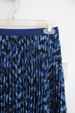 NEW Uniqlo C Blue Black Patterned Pleated Midi Skirt | S