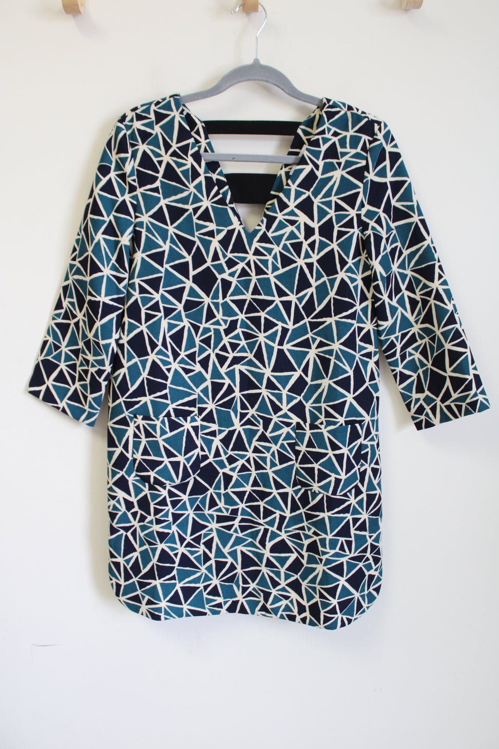 Suncoo Blue & Teal Triangle Patterned Dress | T2 (M)