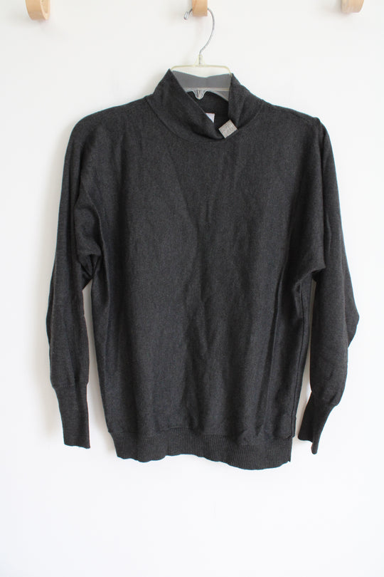 Chico's Charcoal Gray Mock Neck Knit Sweater | 0 (S)