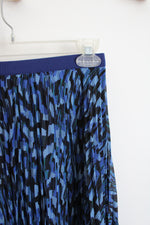 NEW Uniqlo C Blue Black Patterned Pleated Midi Skirt | S