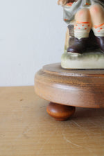Goebel M.J. Hummel "Just Resting" Ceramic Figurine On Wooden Pedestal Lamp
