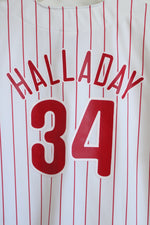 Majestic Philadelphia Phillies Roy Halladay MLB White Pinstripe Replica Jersey | S
