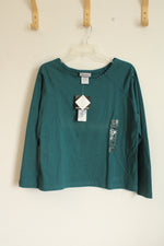 New Jonathan Logan Teal LS Top with Rhinestone Collar | XL