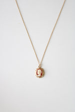 Vintage 14KT Yellow Gold Pink Cameo Necklace