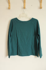 New Jonathan Logan Teal LS Top with Rhinestone Collar | XL