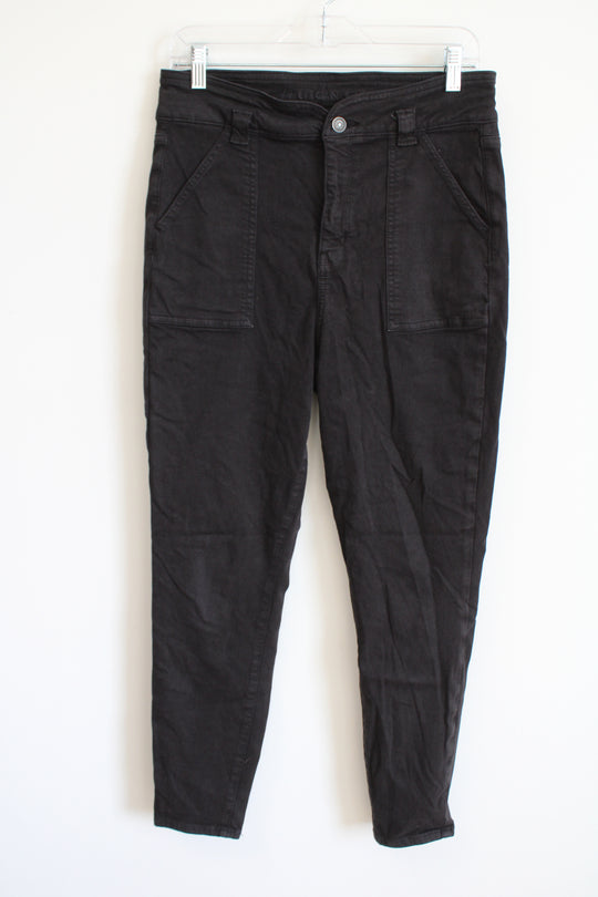 American Eagle Black Next Level Stretch Curvy Super High Rise Jeggings | 10 Short