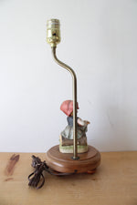 Goebel M.J. Hummel "Just Resting" Ceramic Figurine On Wooden Pedestal Lamp