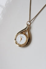 Sutton Vintage Gold Finish Analog Watch Necklace