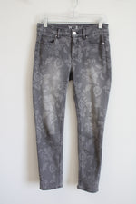 White House Black Market Gray Floral Slim Ankle Jean | 4